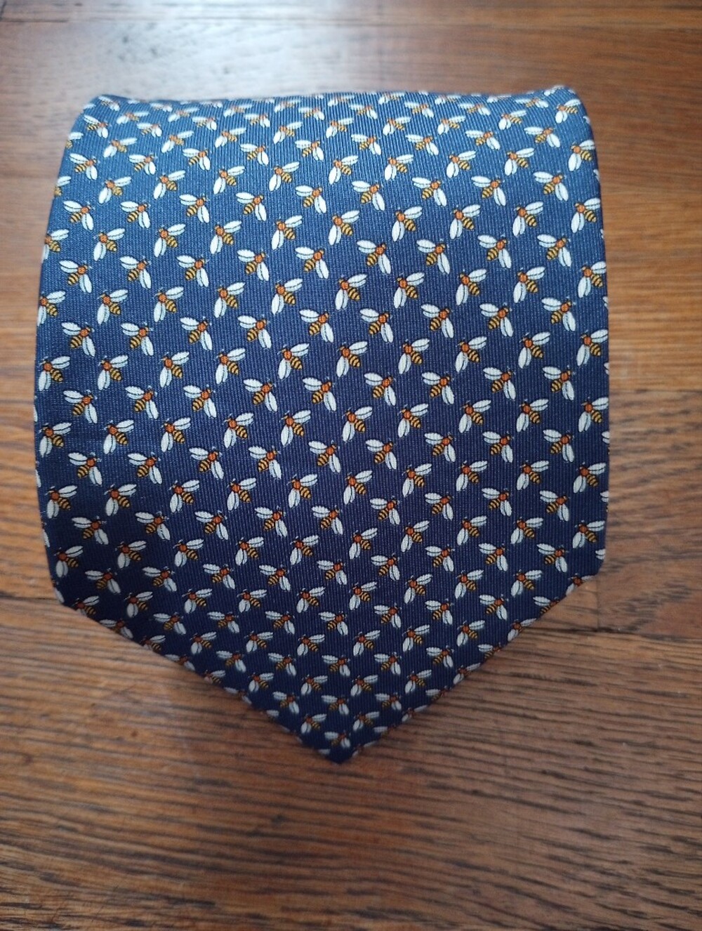 Brooks Brothers Blue Bumblebee Necktie Stain Resistant Pure Silk Preppy Tie 🐝
